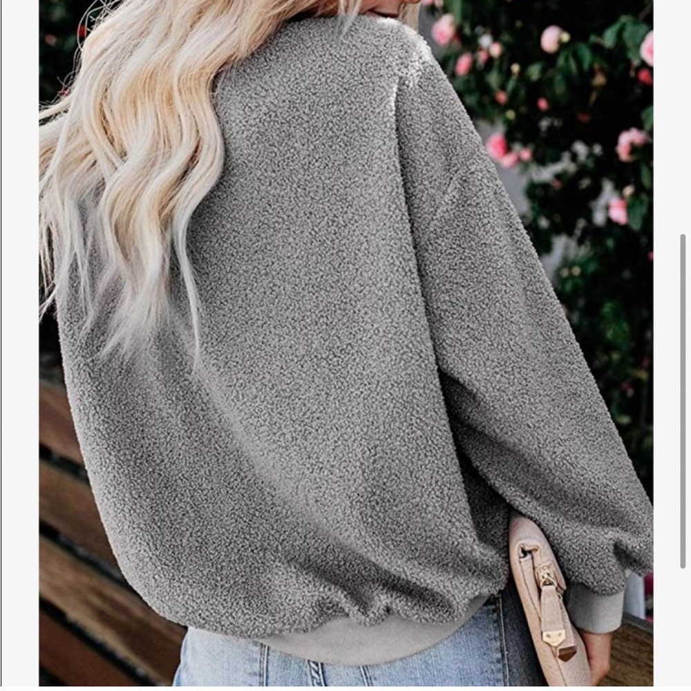 Womens Fuzzy Sherpa Fleece
Crewneck Pullover - Picture 3 of 5